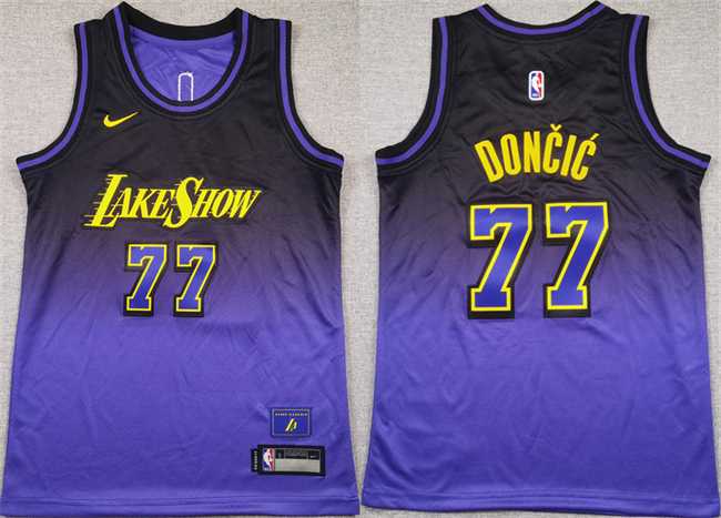 Youth Los Angeles Lakers #77 Luka Doncic Purple 2024 25 City Edition Stitched Jersey->nba youth jerseys->NBA Jersey
